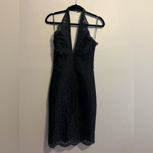 Keepsake lacey black halter dress